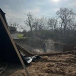 A construction site showing a backyard pool being built, with workers and equipment visible around the site.
